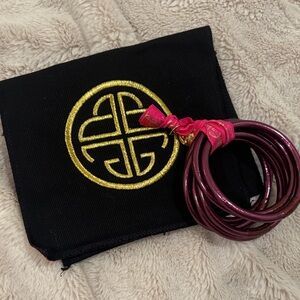 Chic Burgundy Bracelet Set with Pouch